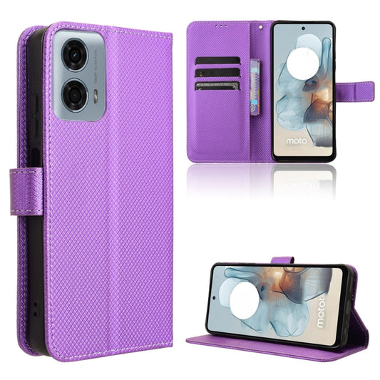 For Motorola Moto G Power 5G 2024 Diamond Texture Leather Phone Case(Purple) - Motorola Cases by buy2fix | Online Shopping UK | buy2fix