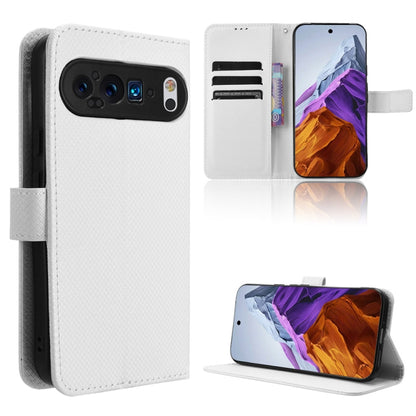 For Google Pixel 9 Pro Diamond Texture Leather Phone Case(White) - Google Cases by buy2fix | Online Shopping UK | buy2fix