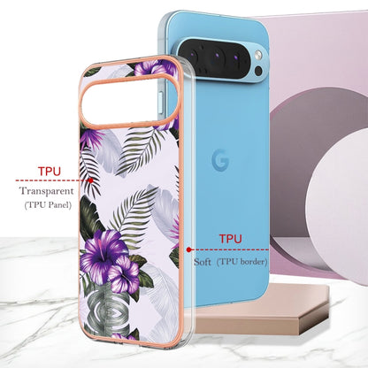 For Google Pixel 9 / 9 Pro Electroplating IMD TPU Phone Case(Purple Flower) - Google Cases by buy2fix | Online Shopping UK | buy2fix