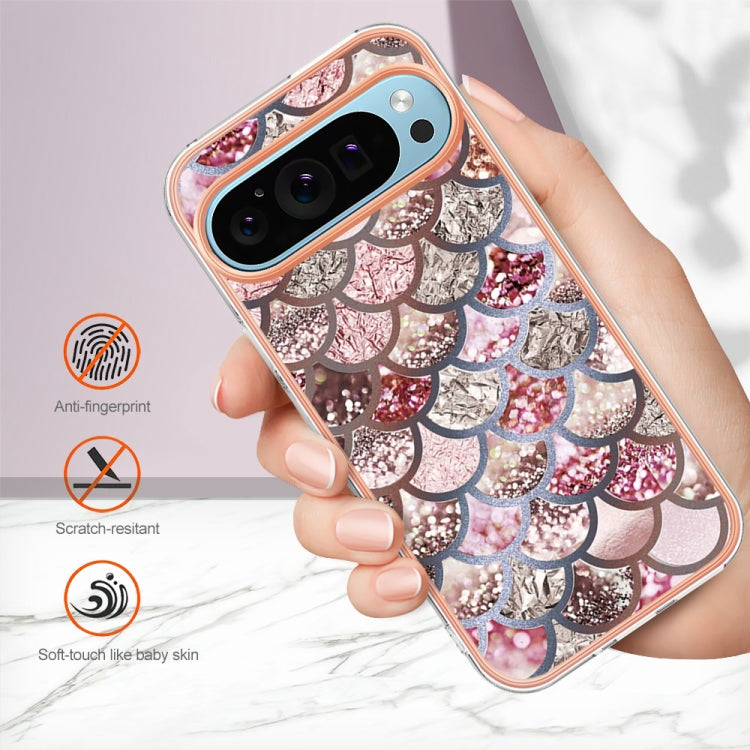 For Google Pixel 9 Pro XL Electroplating IMD TPU Phone Case(Pink Scales) - Google Cases by buy2fix | Online Shopping UK | buy2fix