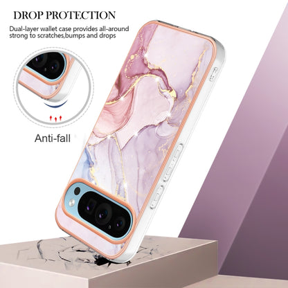 For Google Pixel 9 / 9 Pro Electroplating Marble Dual-side IMD Phone Case(Rose Gold 005) - Google Cases by buy2fix | Online Shopping UK | buy2fix