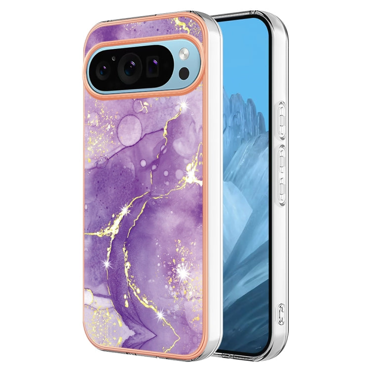 For Google Pixel 9 Pro XL Electroplating Marble Dual-side IMD Phone Case(Purple 002) - Google Cases by buy2fix | Online Shopping UK | buy2fix