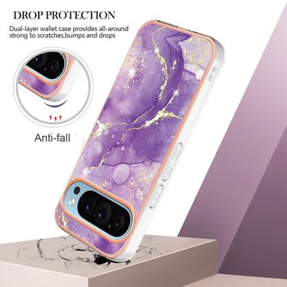 For Google Pixel 9 Pro XL Electroplating Marble Dual-side IMD Phone Case(Purple 002) - Google Cases by buy2fix | Online Shopping UK | buy2fix