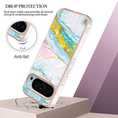 For Google Pixel 9 Pro XL Electroplating Marble Dual-side IMD Phone Case(Green 004) - Google Cases by buy2fix | Online Shopping UK | buy2fix