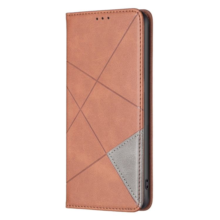 For Xiaomi Poco F5 5G / Redmi Note 12 Turbo Rhombus Texture Magnetic Leather Phone Case(Brown) - Xiaomi Cases by buy2fix | Online Shopping UK | buy2fix