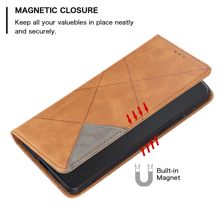 For Xiaomi Redmi Note 13 Rhombus Texture Magnetic Leather Phone Case(Yellow) - Xiaomi Cases by buy2fix | Online Shopping UK | buy2fix