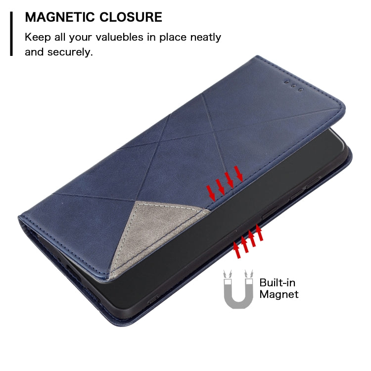 For Xiaomi Redmi Note 13 Rhombus Texture Magnetic Leather Phone Case(Blue) - Xiaomi Cases by buy2fix | Online Shopping UK | buy2fix