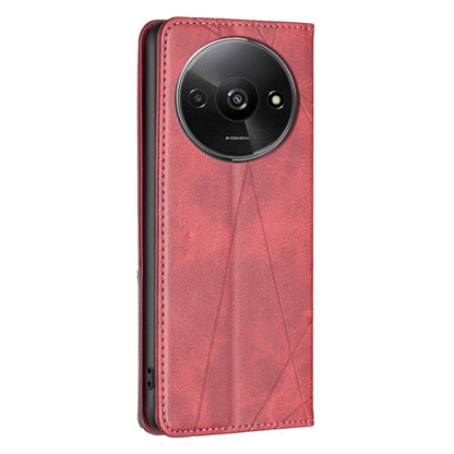 For Xiaomi Redmi A3 Rhombus Texture Magnetic Leather Phone Case(Red) - Xiaomi Cases by buy2fix | Online Shopping UK | buy2fix