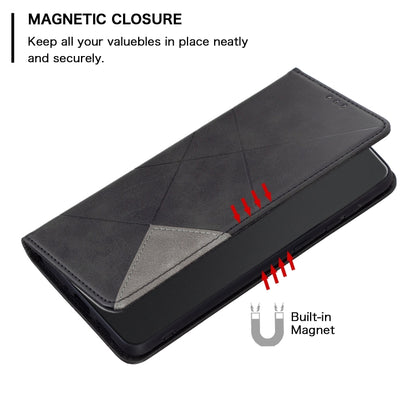 For Xiaomi Poco M6 Pro 4G Rhombus Texture Magnetic Leather Phone Case(Black) - Xiaomi Cases by buy2fix | Online Shopping UK | buy2fix