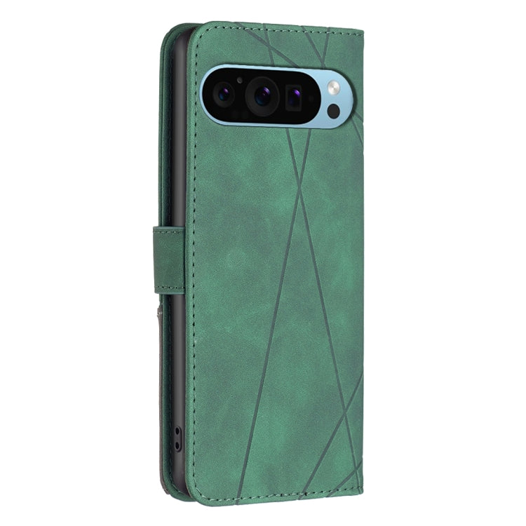 For Google Pixel 9 Pro Magnetic Buckle Rhombus Texture Leather Phone Case(Green) - Google Cases by buy2fix | Online Shopping UK | buy2fix