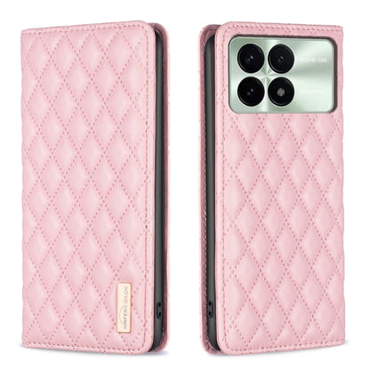 For Xiaomi Redmi K70 / K70 Pro Diamond Lattice Magnetic Leather Flip Phone Case(Pink) - K70 Pro Cases by buy2fix | Online Shopping UK | buy2fix