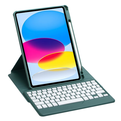 For iPad 10th Gen 10.9 2022 F10B 360 Rotation Acrylic Transparent Bluetooth Keyboard Leather Case(Green) - Universal by buy2fix | Online Shopping UK | buy2fix