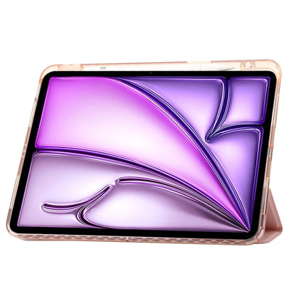 For iPad Air 13 2025 / 2024 Clear Acrylic 3-Fold Leather Tablet Case(Pink) - iPad Air 13 2025 / 2024 Cases by buy2fix | Online Shopping UK | buy2fix