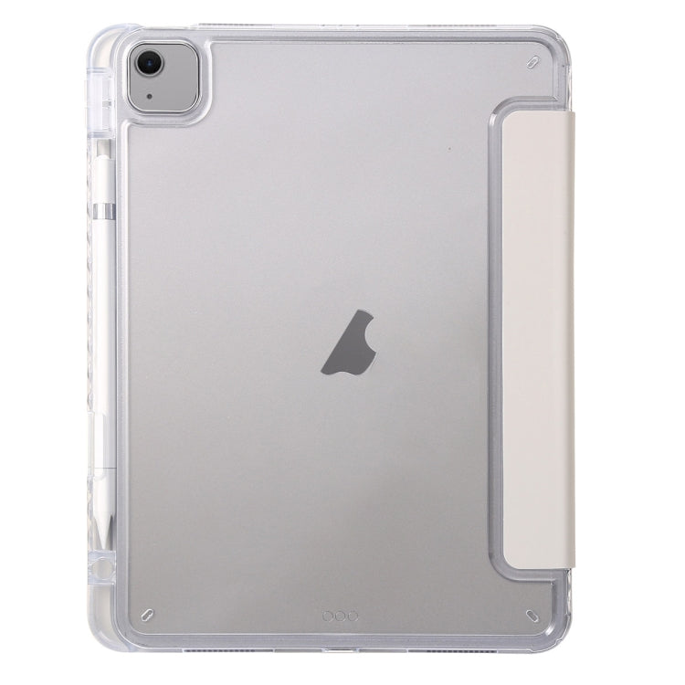 For iPad Air 13 2025 / 2024 Clear Acrylic 3-Fold Leather Tablet Case(Grey) - iPad Air 13 2025 / 2024 Cases by buy2fix | Online Shopping UK | buy2fix