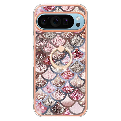 For Google Pixel 9 / 9 Pro Electroplating IMD TPU Phone Case with Ring(Pink Scales) - Google Cases by buy2fix | Online Shopping UK | buy2fix