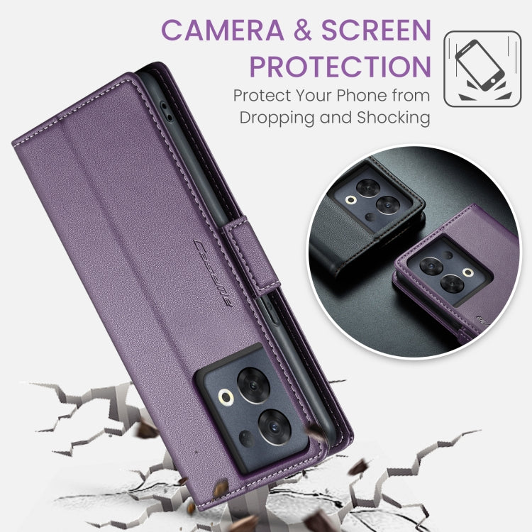 For OPPO Reno8 Pro 5G Global CaseMe 023 Butterfly Buckle Litchi Texture RFID Anti-theft Leather Phone Case(Pearly Purple) - OPPO Cases by CaseMe | Online Shopping UK | buy2fix