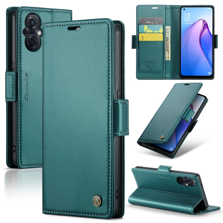 For OPPO Reno7 Z Global/Reno7 Lite Global CaseMe 023 Butterfly Buckle Litchi Texture RFID Anti-theft Leather Phone Case(Pearly Blue) - OPPO Cases by CaseMe | Online Shopping UK | buy2fix