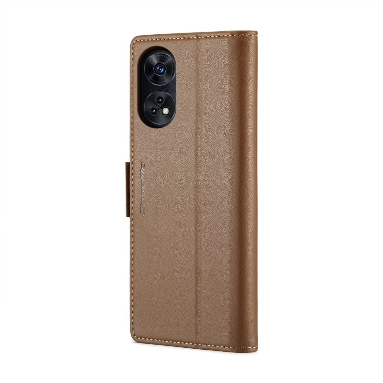 For OPPO Reno8 T 4G CaseMe 023 Butterfly Buckle Litchi Texture RFID Anti-theft Leather Phone Case(Brown) - OPPO Cases by CaseMe | Online Shopping UK | buy2fix