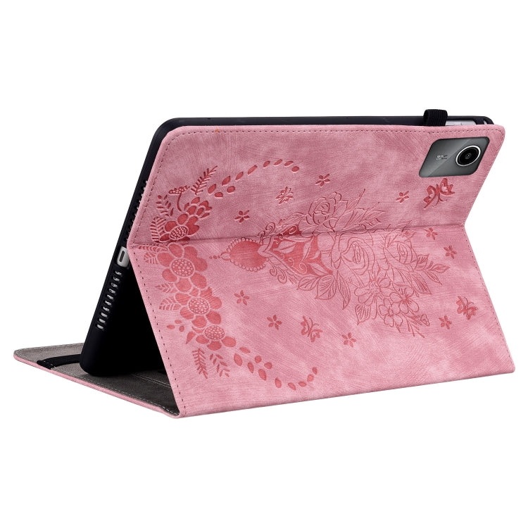 For Lenovo Tab M11/Xiaoxin Pad 11 2024 Butterfly Rose Embossed Leather Tablet Case(Pink) - Lenovo by buy2fix | Online Shopping UK | buy2fix