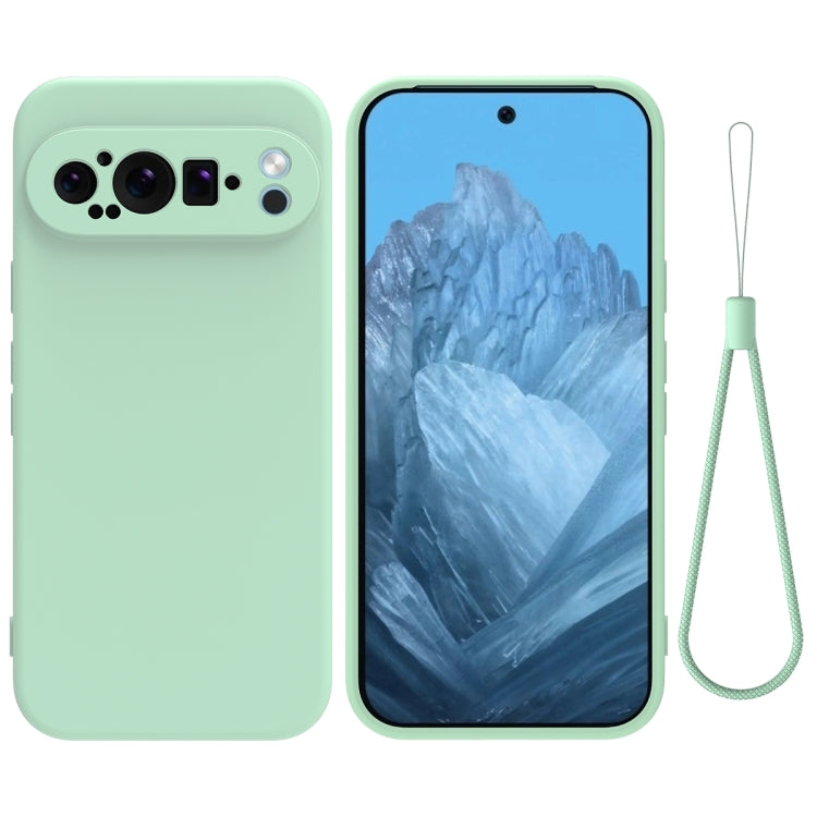 For Google Pixel 9 Pro Pure Color Liquid Silicone Shockproof Phone Case(Green) - Google Cases by buy2fix | Online Shopping UK | buy2fix