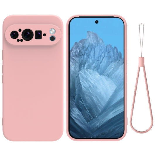 For Google Pixel 9 Pro Pure Color Liquid Silicone Shockproof Phone Case(Pink) - Google Cases by buy2fix | Online Shopping UK | buy2fix