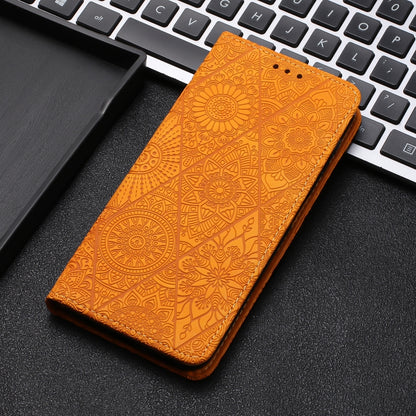 For Xiaomi Redmi 13C Ethnic Embossed Adsorption Leather Phone Case(Yellow) - 13C Cases by buy2fix | Online Shopping UK | buy2fix