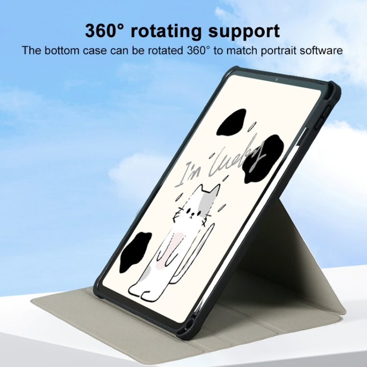 For iPad Air 11 2024 / iPad Pro 11 3-Fold 360 Rotation Painted Leather Smart Tablet Case(Lucky Cat) - iPad Pro 11 (2022/2021) Cases by buy2fix | Online Shopping UK | buy2fix