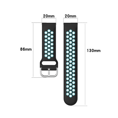 20mm Universal Sports Two Colors Silicone Replacement Strap Watchband(Black Grey) - Watch Bands by buy2fix | Online Shopping UK | buy2fix