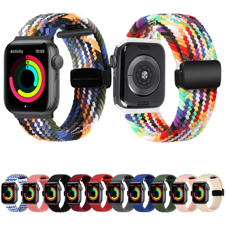 Magnetic Fold Clasp Woven Watch Band For Apple Watch SE 44mm(Rainbow Color) - Watch Bands by buy2fix | Online Shopping UK | buy2fix