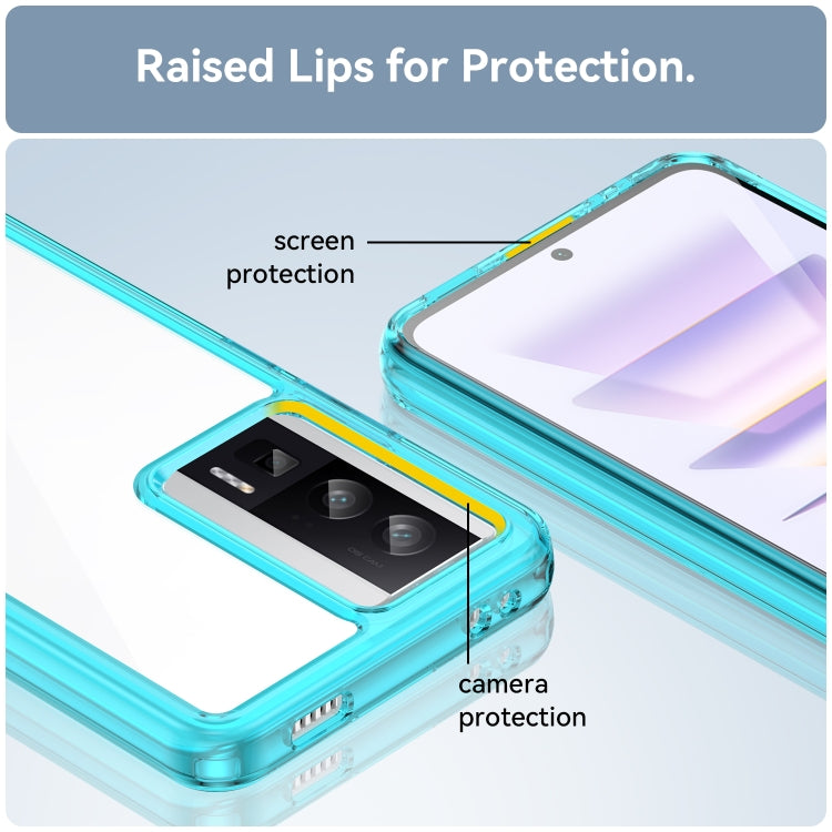 For Xiaomi Poco F5 Pro Colorful Series Acrylic Hybrid TPU Phone Case(Transparent Blue) - Xiaomi Cases by buy2fix | Online Shopping UK | buy2fix