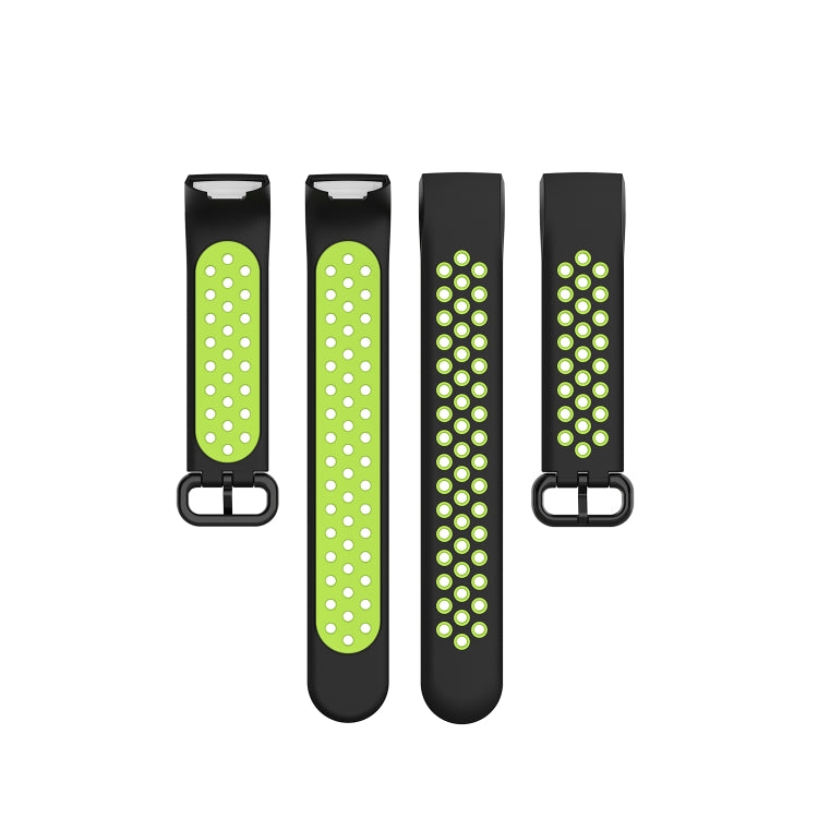 For Fitbit Charge 4 / Charge 3 / Charge 3 SE Watch Button Two Colors Silicone Replacement Strap Watchband(Black Lime) - Watch Bands by buy2fix | Online Shopping UK | buy2fix