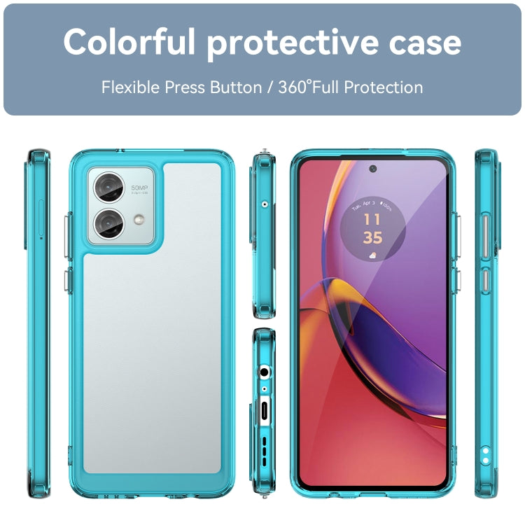 For Motorola Moto G84 Colorful Series Acrylic Hybrid TPU Phone Case(Transparent Blue) - Motorola Cases by buy2fix | Online Shopping UK | buy2fix