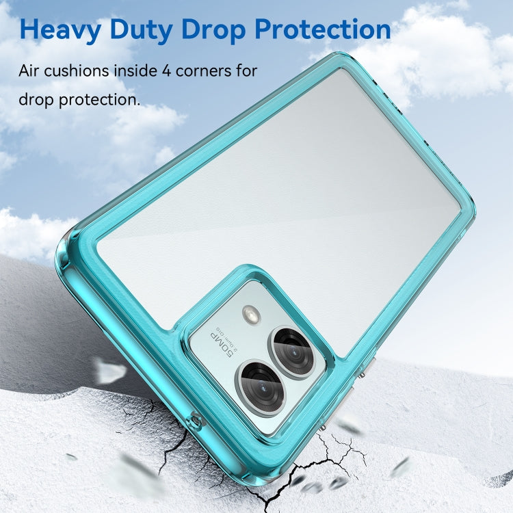 For Motorola Moto G84 Colorful Series Acrylic Hybrid TPU Phone Case(Transparent Blue) - Motorola Cases by buy2fix | Online Shopping UK | buy2fix