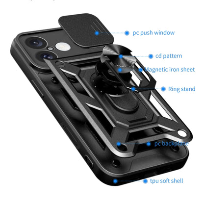 For iPhone 16 Sliding Camera Cover Design TPU+PC Phone Case(Blue) - iPhone 16 Cases by buy2fix | Online Shopping UK | buy2fix