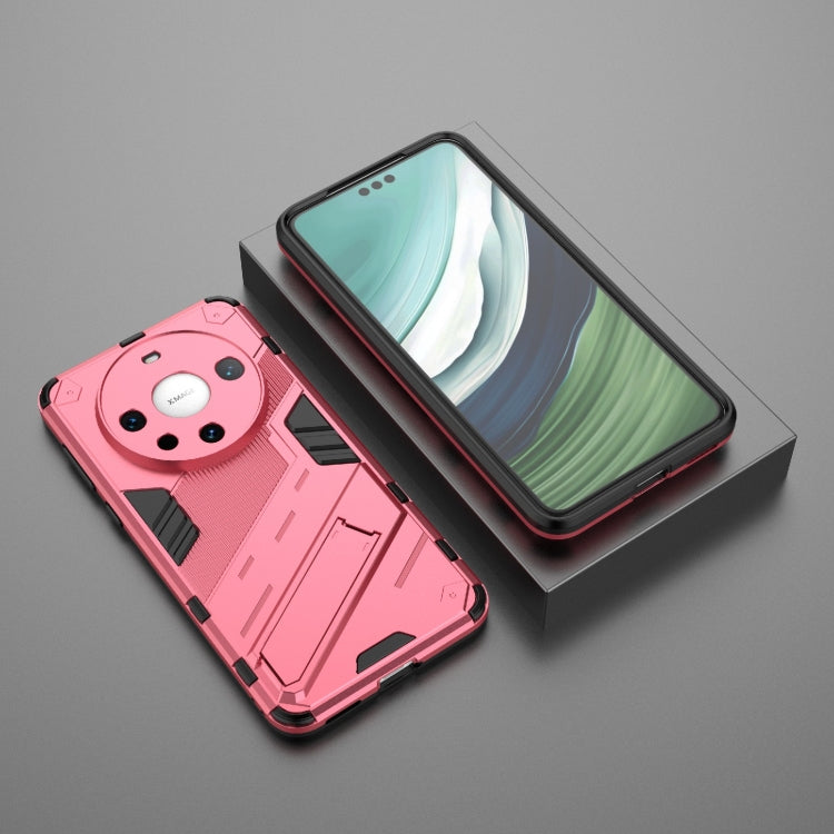 For Huawei Mate 60 Pro Punk Armor 2 in 1 PC + TPU Phone Case with Holder(Light Red) - Huawei Cases by buy2fix | Online Shopping UK | buy2fix