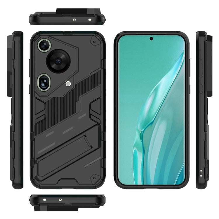 For Huawei Pura 70 Ultra Punk Armor 2 in 1 PC + TPU Phone Case with Holder(Black) - Huawei Cases by buy2fix | Online Shopping UK | buy2fix