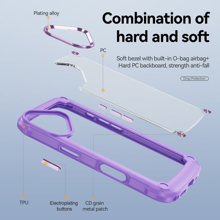 For iPhone 16 TPU + PC Lens Protection Phone Case(Purple) - iPhone 16 Cases by buy2fix | Online Shopping UK | buy2fix