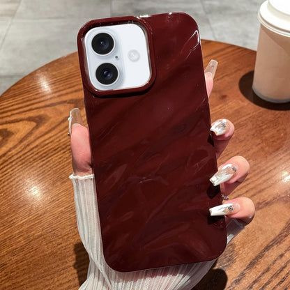 For iPhone 16 Solid Color Wave Texture TPU Phone Case(Wine Red) - iPhone 16 Cases by buy2fix | Online Shopping UK | buy2fix