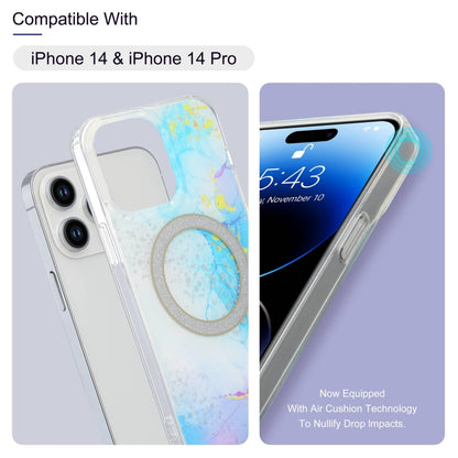 For iPhone 15 Pro Dual-side IMD Marble Magsafe Phone Case(White) - iPhone 15 Pro Cases by buy2fix | Online Shopping UK | buy2fix