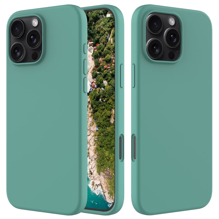 For iPhone 16 Pro Solid Color Silicone Phone Case(Pine Needle Green) - More iPhone Cases by buy2fix | Online Shopping UK | buy2fix