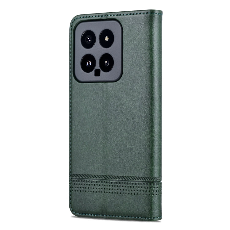 For Xiaomi 14 AZNS Magnetic Calf Texture Flip Leather Phone Case(Dark Green) - 14 Cases by AZNS | Online Shopping UK | buy2fix