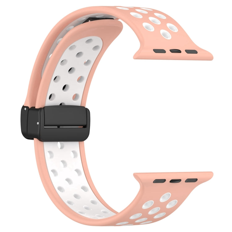 For Apple Watch Ultra 49mm Magnetic Buckle Silicone Watch Band(Pink White) - Watch Bands by buy2fix | Online Shopping UK | buy2fix