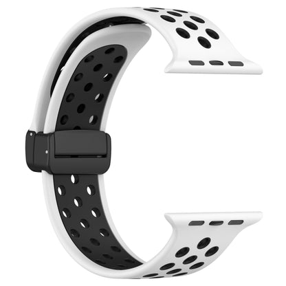 For Apple Watch 2 38mm Magnetic Buckle Silicone Watch Band(White Black) - Watch Bands by buy2fix | Online Shopping UK | buy2fix