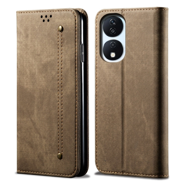 For Honor Play 8T 5G / X7b Denim Texture Flip Leather Phone Case(Khaki) - Honor Cases by buy2fix | Online Shopping UK | buy2fix