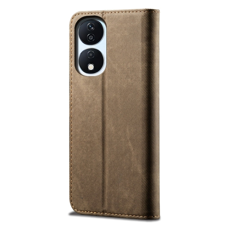 For Honor Play 8T 5G / X7b Denim Texture Flip Leather Phone Case(Khaki) - Honor Cases by buy2fix | Online Shopping UK | buy2fix