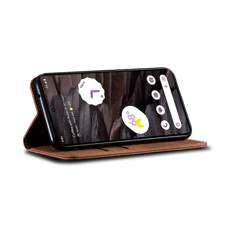 For Honor 200 Lite Global Denim Texture Flip Leather Phone Case(Brown) - Honor Cases by buy2fix | Online Shopping UK | buy2fix