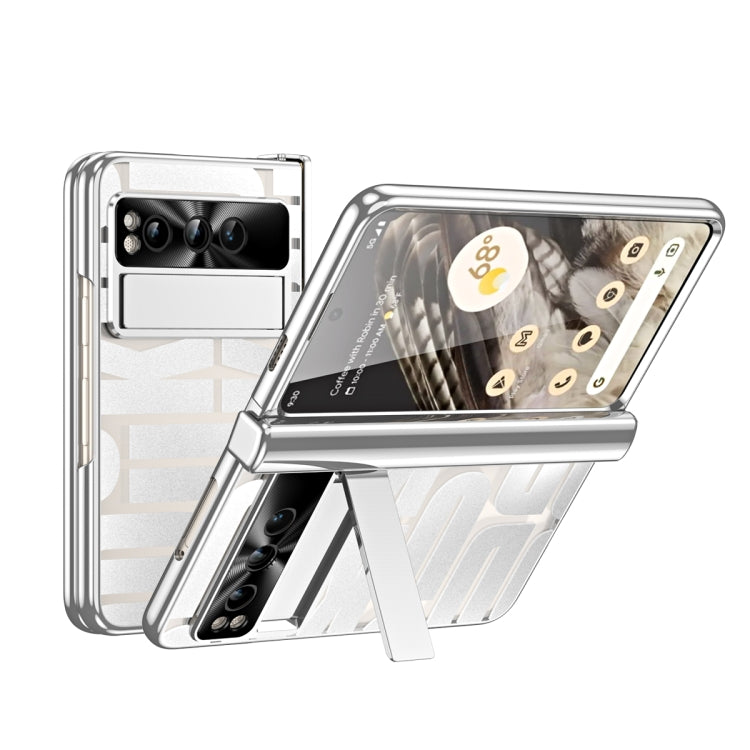 For Google Pixel Fold Integrated Electroplating Folding Phone Case with Pen Slot & Hinge(Silver) - Google Cases by buy2fix | Online Shopping UK | buy2fix