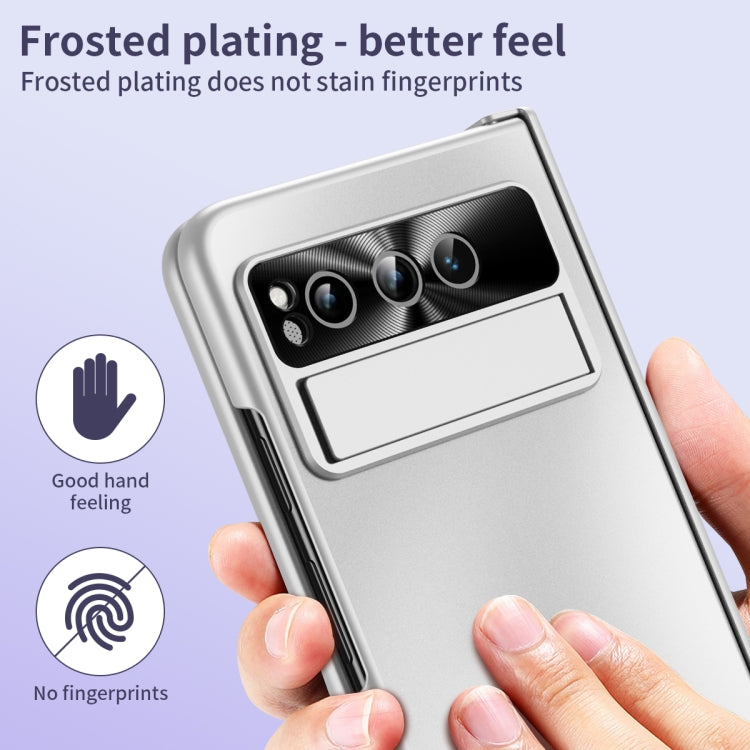 For Google Pixel Fold Integrated Electroplating Folding All-inclusive Phone Case with Pen Slot & Hinge(Silver) - Google Cases by buy2fix | Online Shopping UK | buy2fix