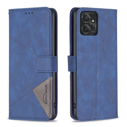 For Motorola Moto G Power 5G 2024 Magnetic Buckle Rhombus Texture Leather Phone Case(Blue) - Motorola Cases by buy2fix | Online Shopping UK | buy2fix