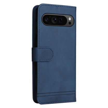 For Google Pixel 9 Pro Skin Feel Life Tree Metal Button Leather Phone Case(Blue) - Google Cases by buy2fix | Online Shopping UK | buy2fix